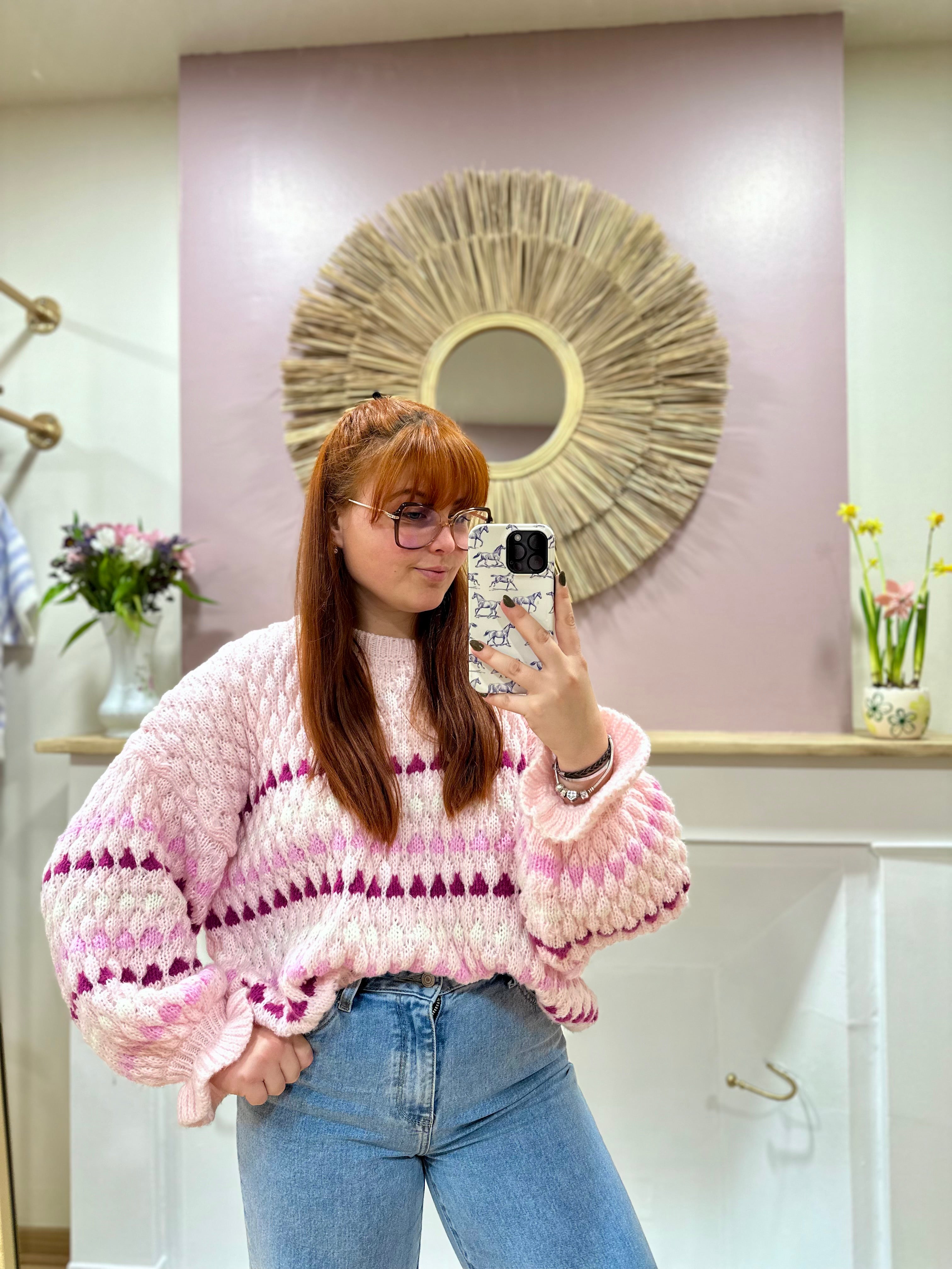 Pull oversize rose en maille douce femme