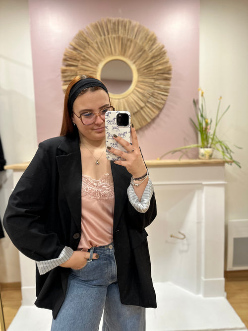 Blazer femme grande taille noir coupe droite – Miss Koko – Miss Caprice