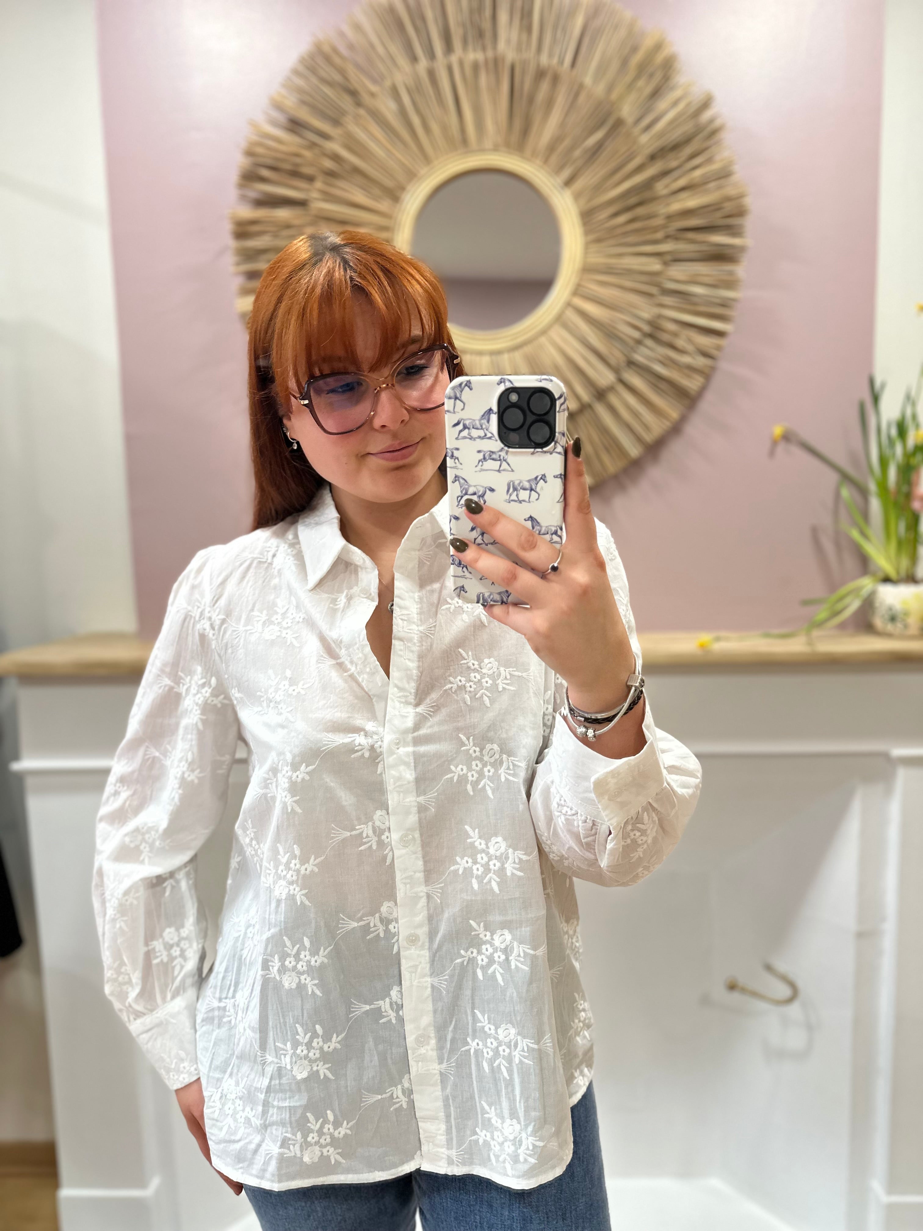 Chemise Grande Taille blanche broderie – In April 1986