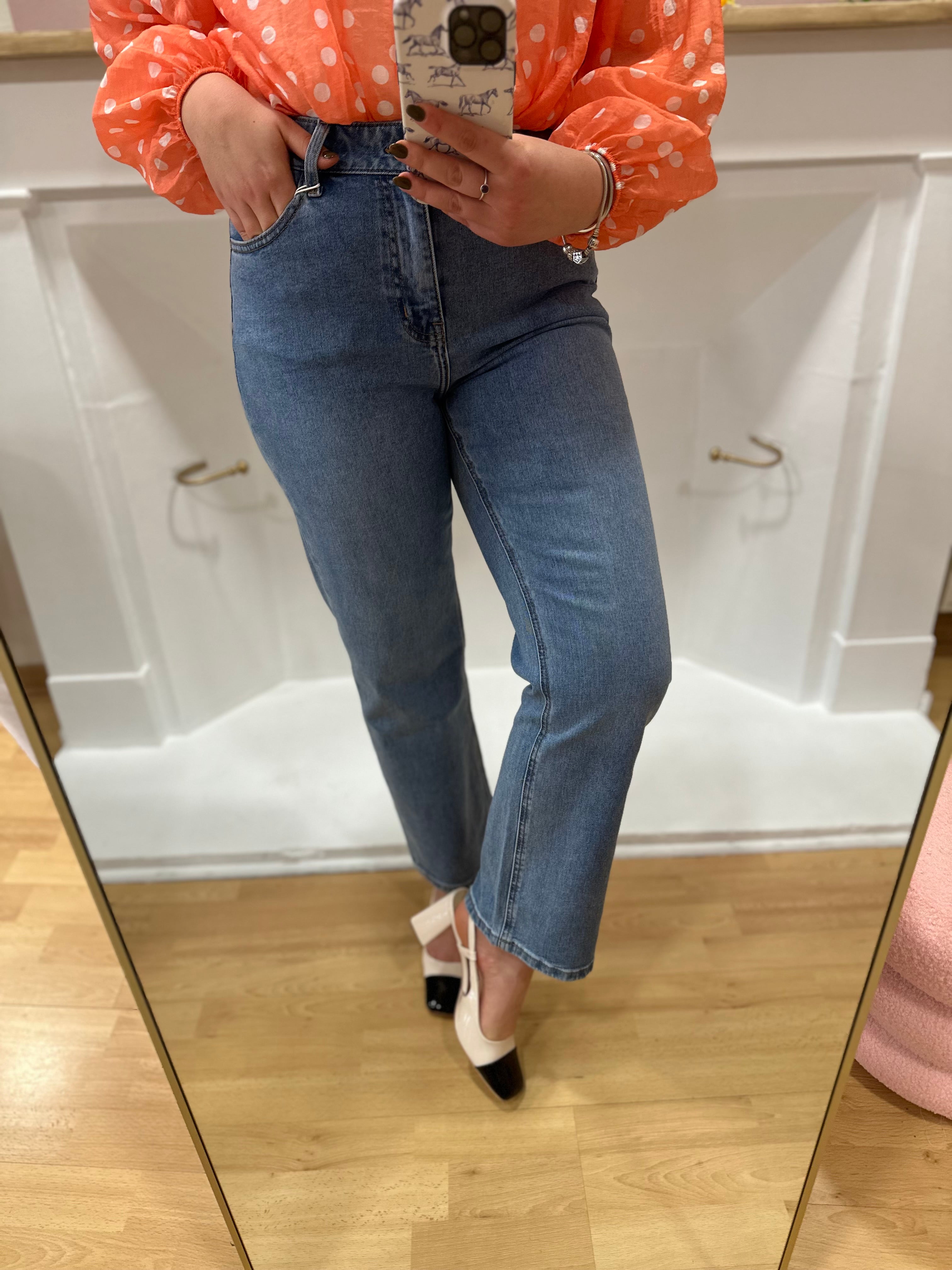 Jean femme coupe droite denim taille haute – Oraije – Miss Caprice