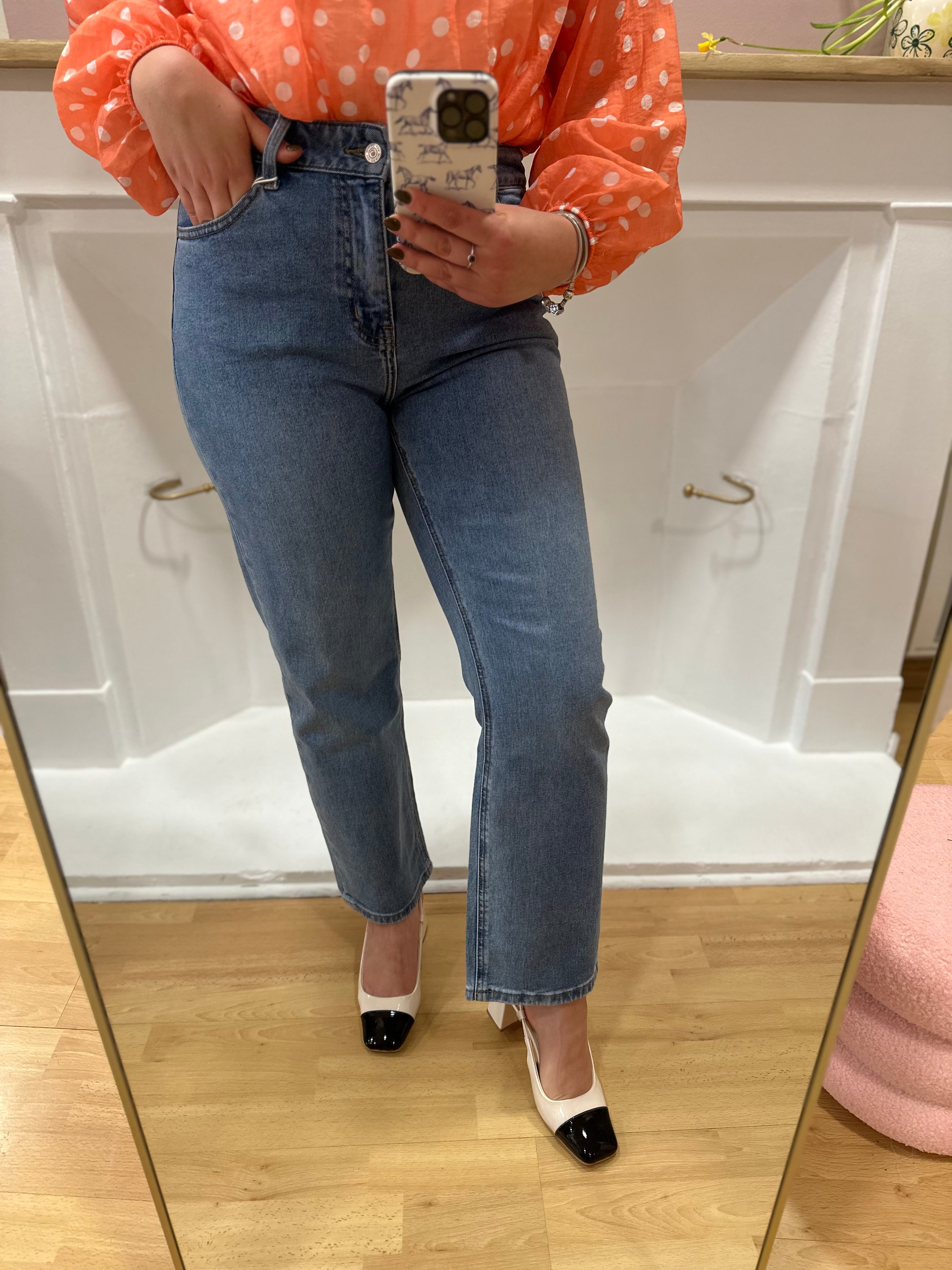 Jean femme coupe droite denim taille haute – Oraije – Miss Caprice