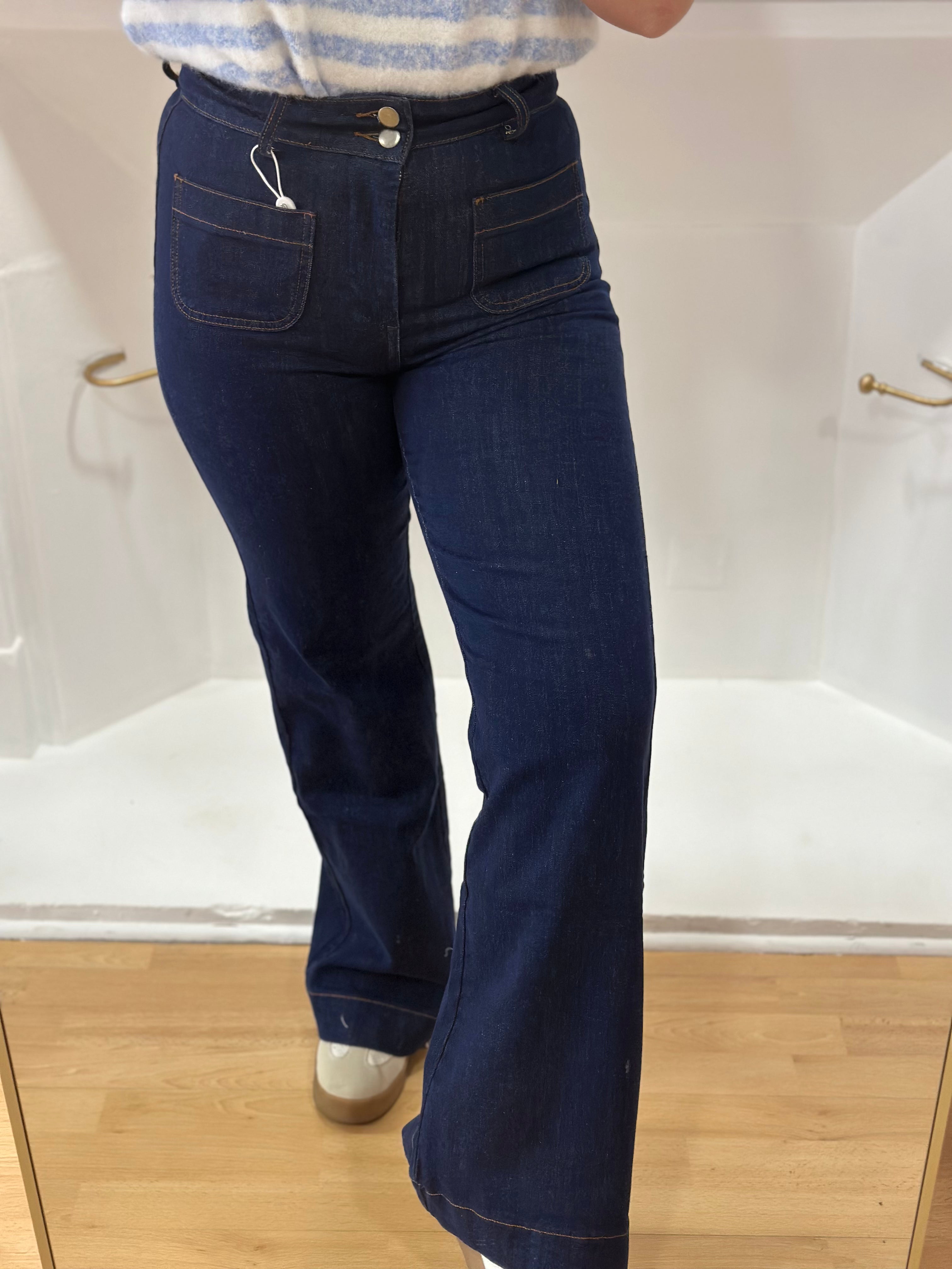 Jean flare brut taille haute femme – Coupe évasée – Oraije – Miss Caprice