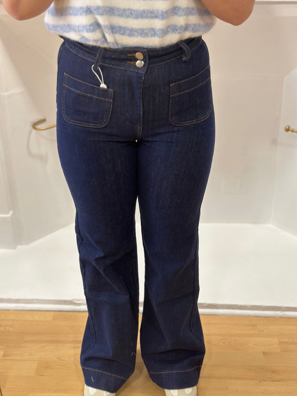 Jean flare brut taille haute femme – Coupe évasée – Oraije – Miss Caprice