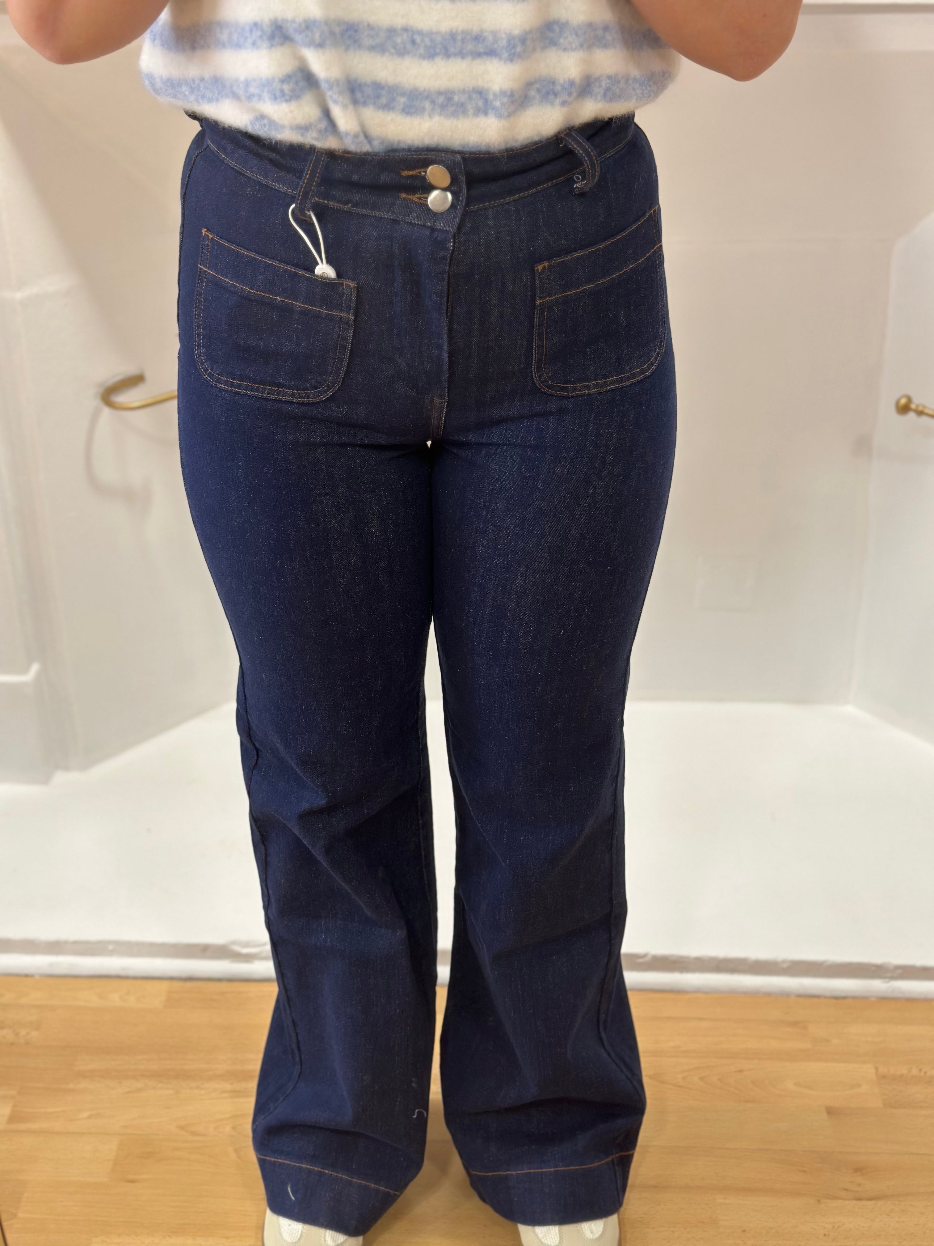 Jean flare brut taille haute femme – Coupe évasée – Oraije – Miss Caprice