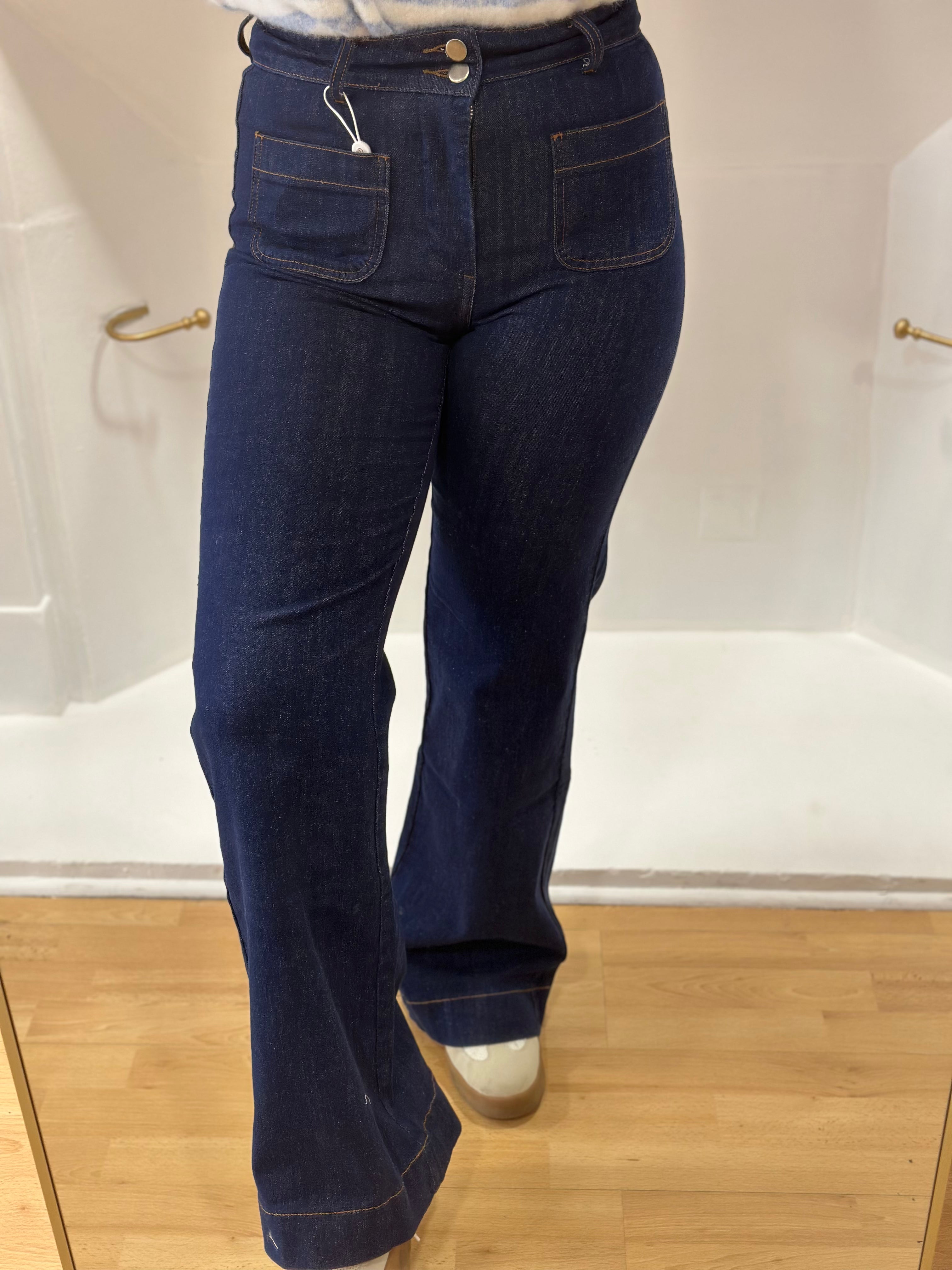 Jean flare brut taille haute femme – Coupe évasée – Oraije – Miss Caprice