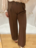 Pantalon habillé chocolat taille haute femme