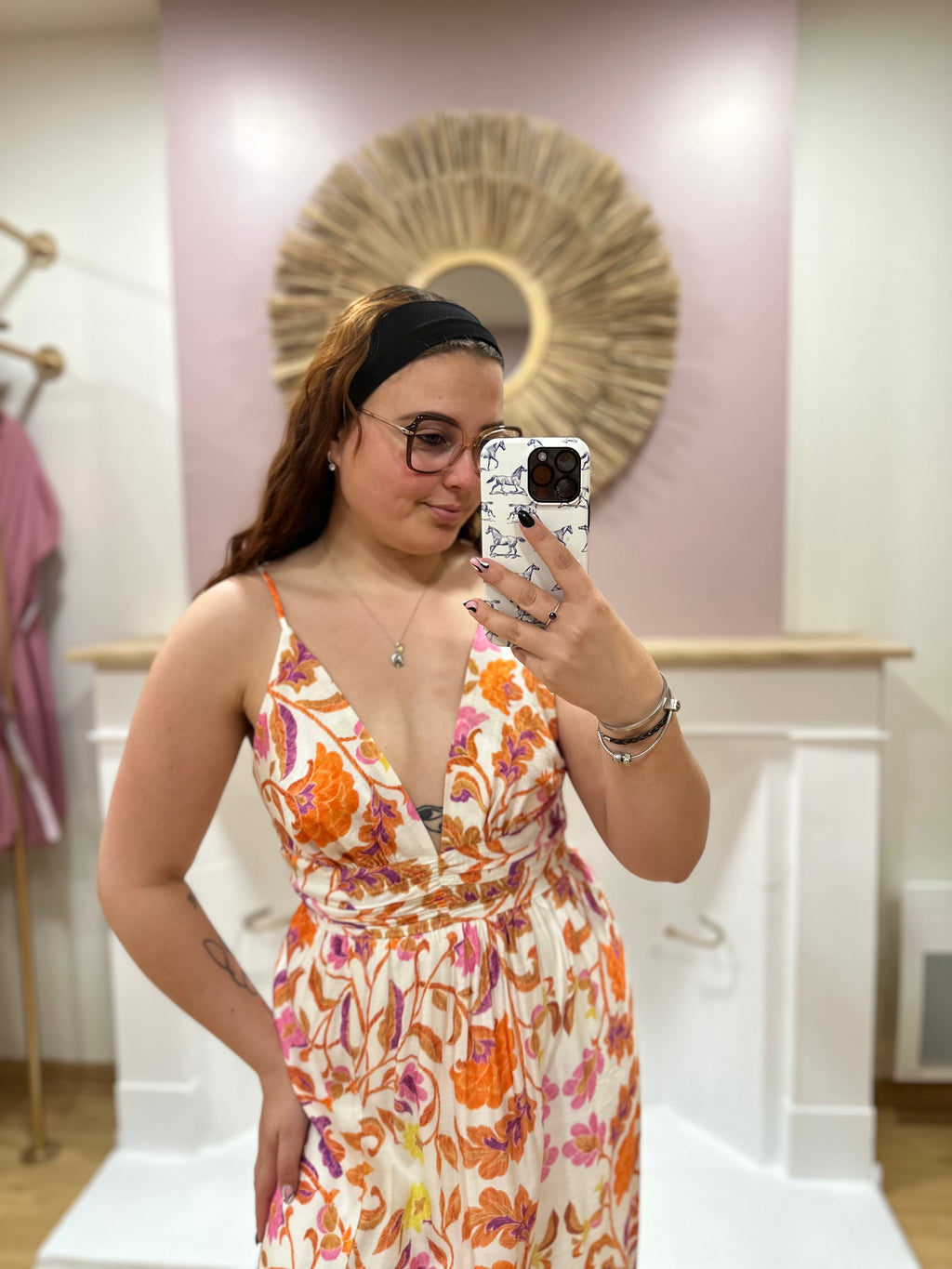 Robe longue fleurie grande taille femme – Bretelles fines – In April 1986 – Miss Caprice