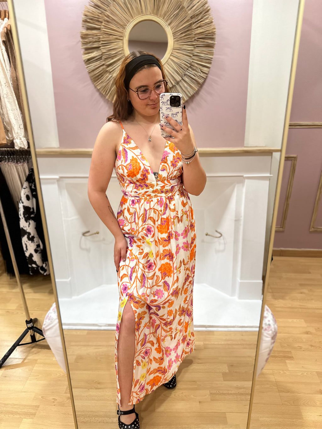 Robe longue fleurie grande taille femme – Bretelles fines – In April 1986 – Miss Caprice