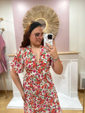 Robe longue fleurie grande taille femme – Col V – In April 1986 – Miss Caprice