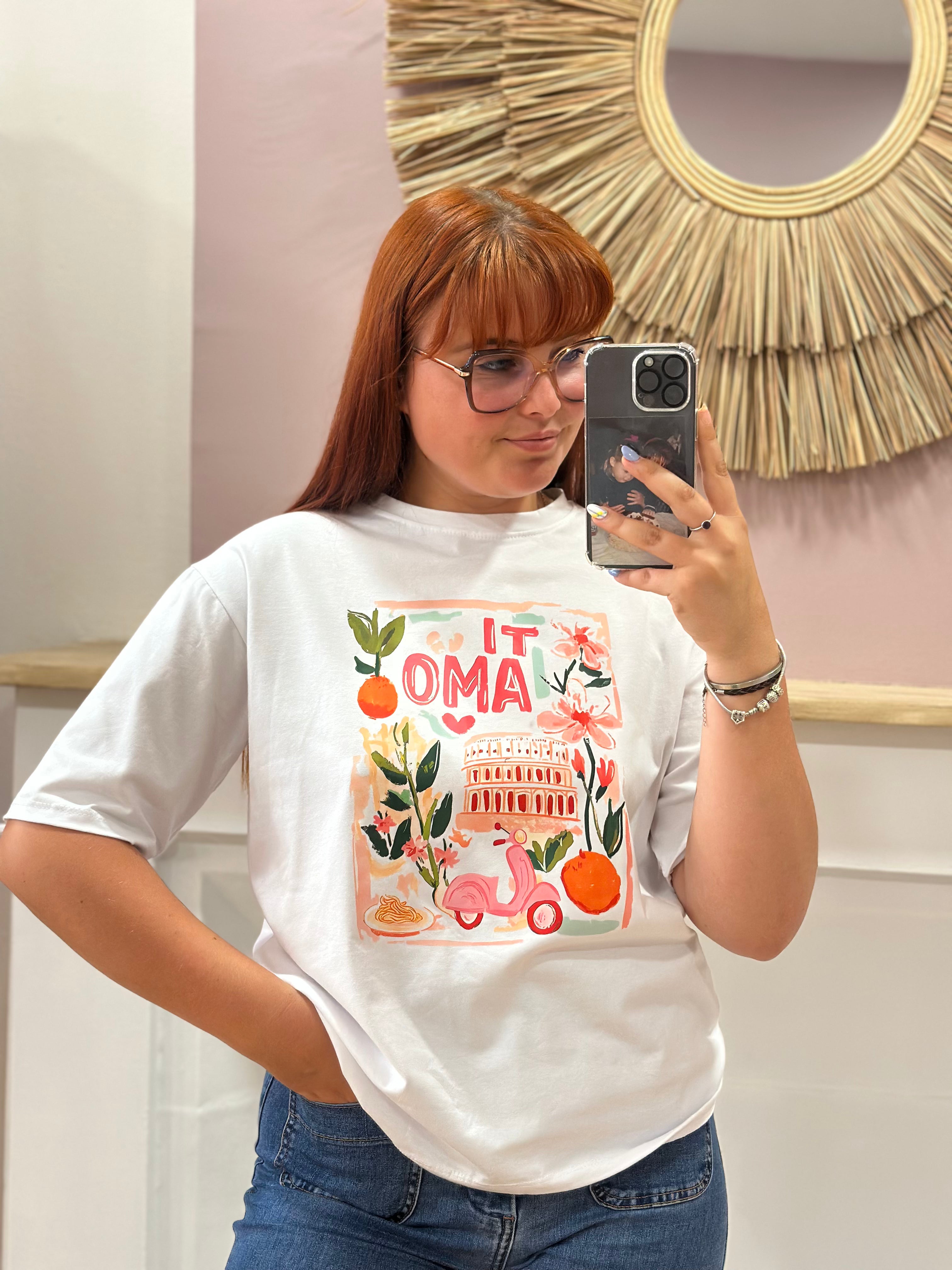 Tee-shirt blanc motif "Ti Amo" pastel Italie – Estée