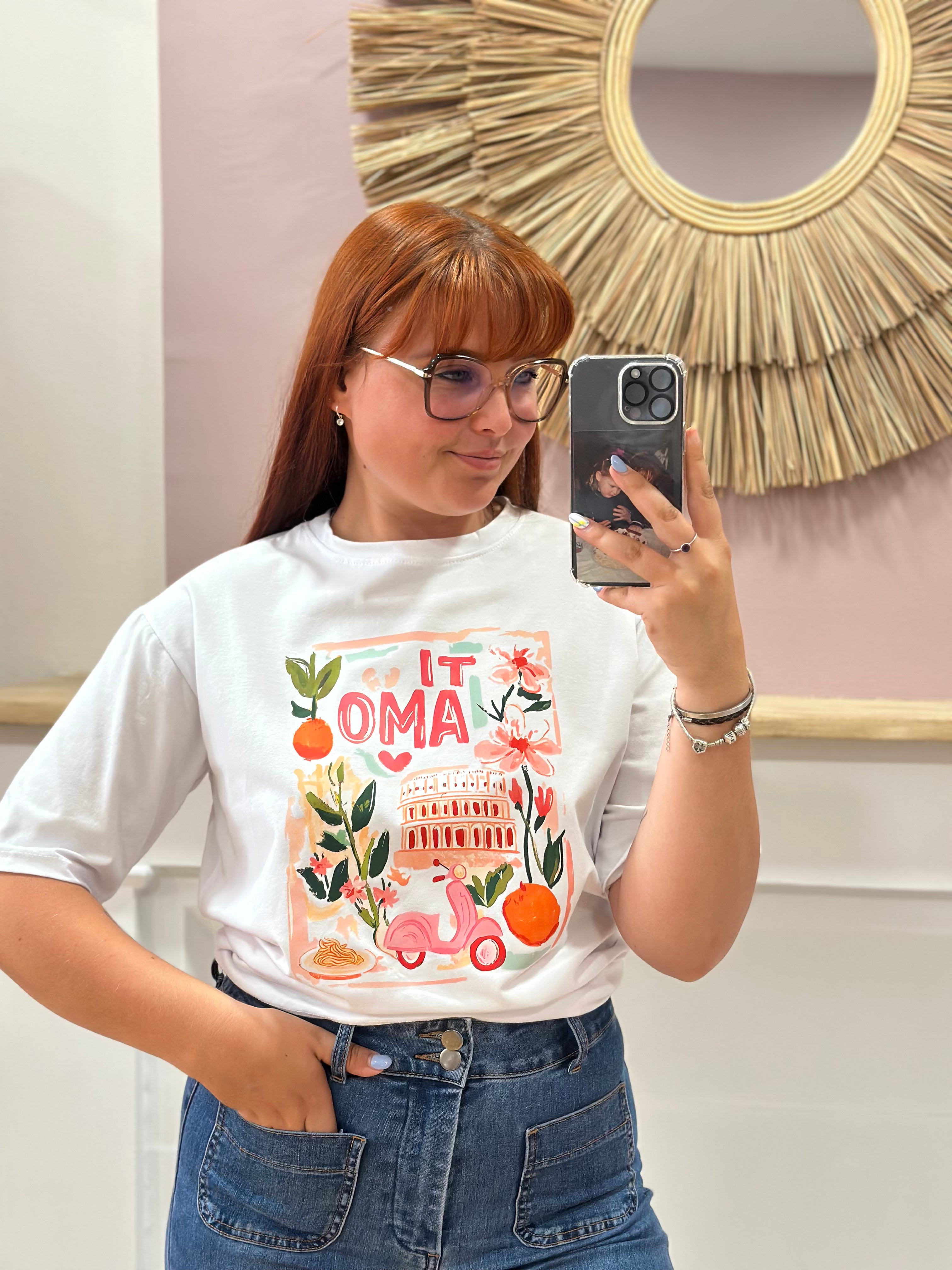 Tee-shirt blanc motif "Ti Amo" pastel Italie – Estée
