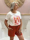 Tee-shirt blanc femme motif deux homards roses et rouges avec cœur doré et inscription You're My Lobster – Rosydays – Miss Caprice
