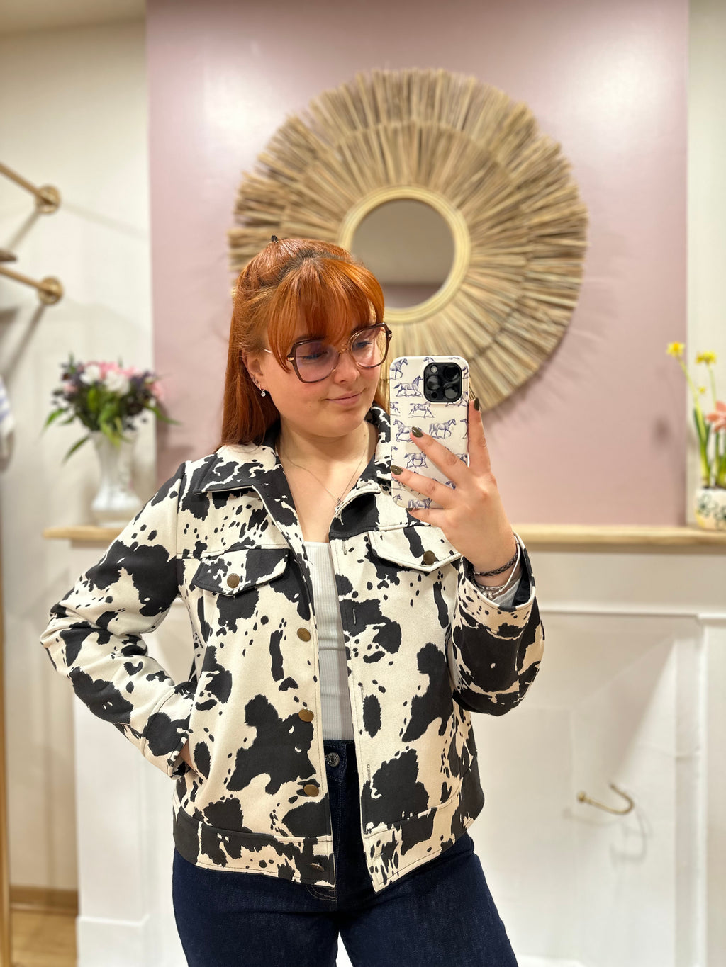 Veste courte femme motif vache noir et blanc – Doublée – Way Way – Miss Caprice