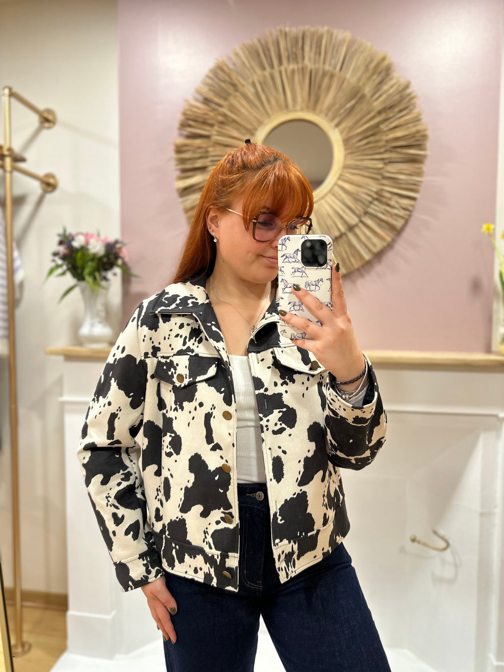 Veste courte femme motif vache noir et blanc – Doublée – Way Way – Miss Caprice