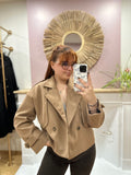 Veste courte trench camel femme