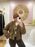 Veste trench courte marron foncé femme